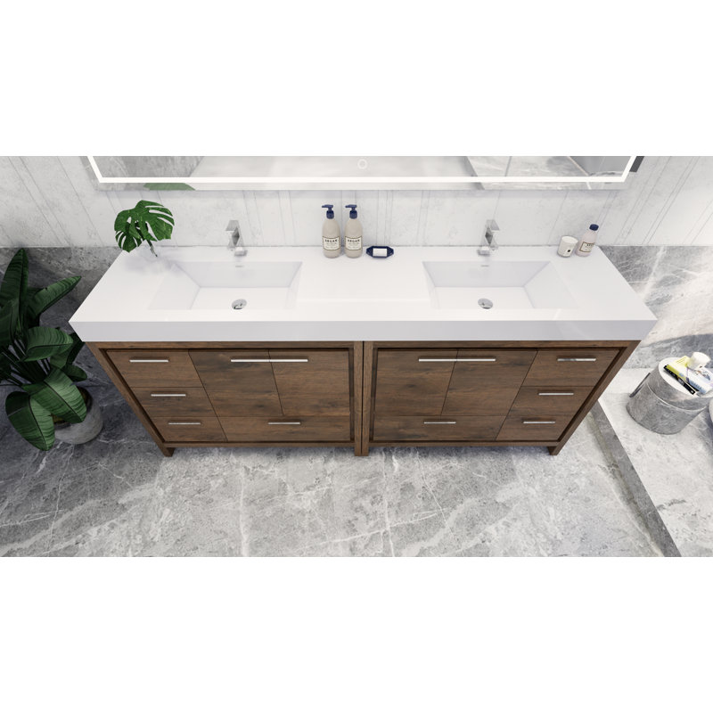 Ensemble de meuble-lavabo double 83 po Marche, Palissandre, Chrome