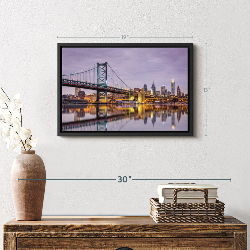 Impression sur toile Ben Franklin Bridge Skyline, H 13 po x l 19 po
