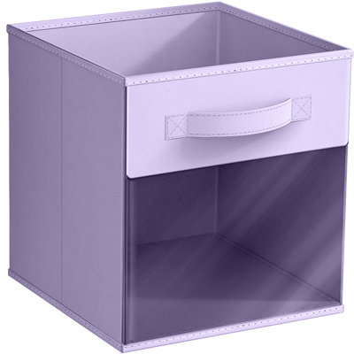 Bac de rangement 11 "avec fenêtre transparente et poignées Sorbus - organisateurs de tissu pliables 1 pièce, mauve pastel