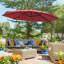 10ft Cantilever Patio Umbrella with 360° Rotation, Wine Red