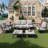 7 PCS Outdoor Metal Conversation Set With 360° Swivel Rocking Chairs, Sofa, Coffee Table&Ottoman For Patio, Garden, Deck Or Poolside-681931517