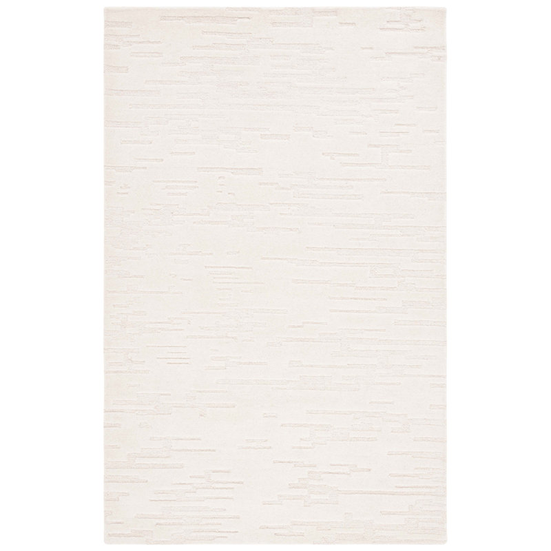 Marqueeta Hand Tufted Wool/Pet/Cotton Abstract Rug in Ivory, Rectangle 3" x 5"