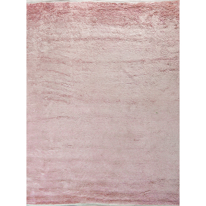 Wool Area Rug in Pink, Rectangle 8' x 10'