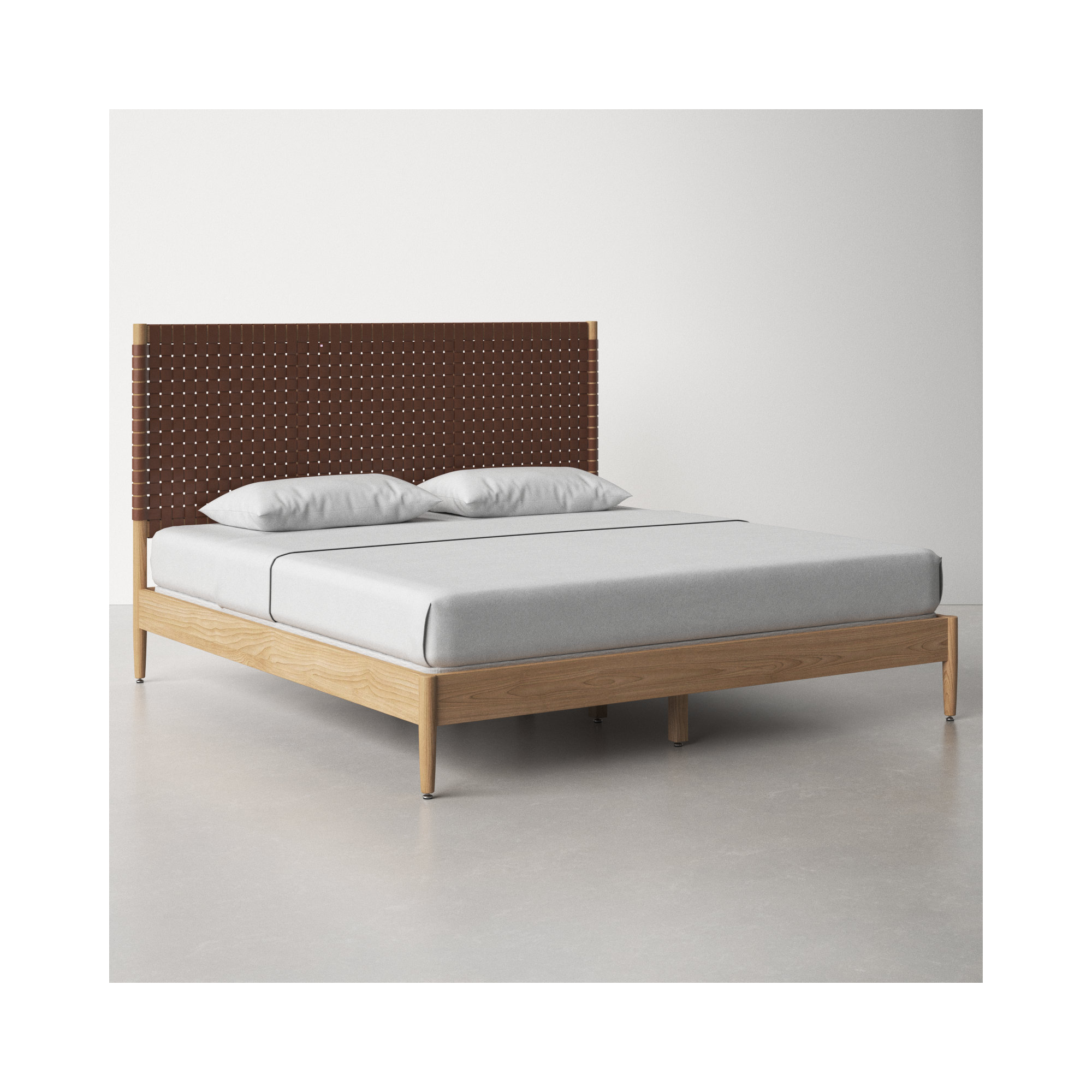 Tamita Leather Bed, Brown/Natural, King