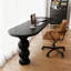 Bureau en bois massif noir demi-cercle + acrylique-119687692