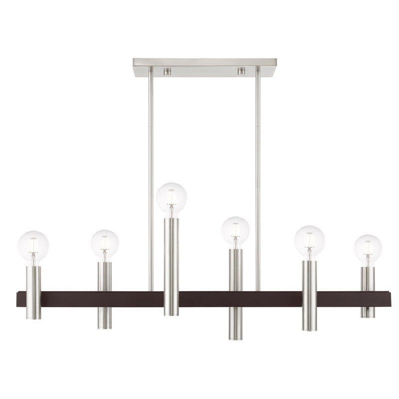 Annies 6 - Light Dimmable Kitchen Island Square / Rectangle Chandelier, Brushed Nickel