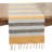 Textured Striped Table Runner With Fringe Detail