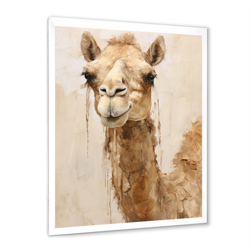 Minimalisme beige chameau II sur toile, H 44 po x l 34 po x P 1,5 po, Cadre simple blanc