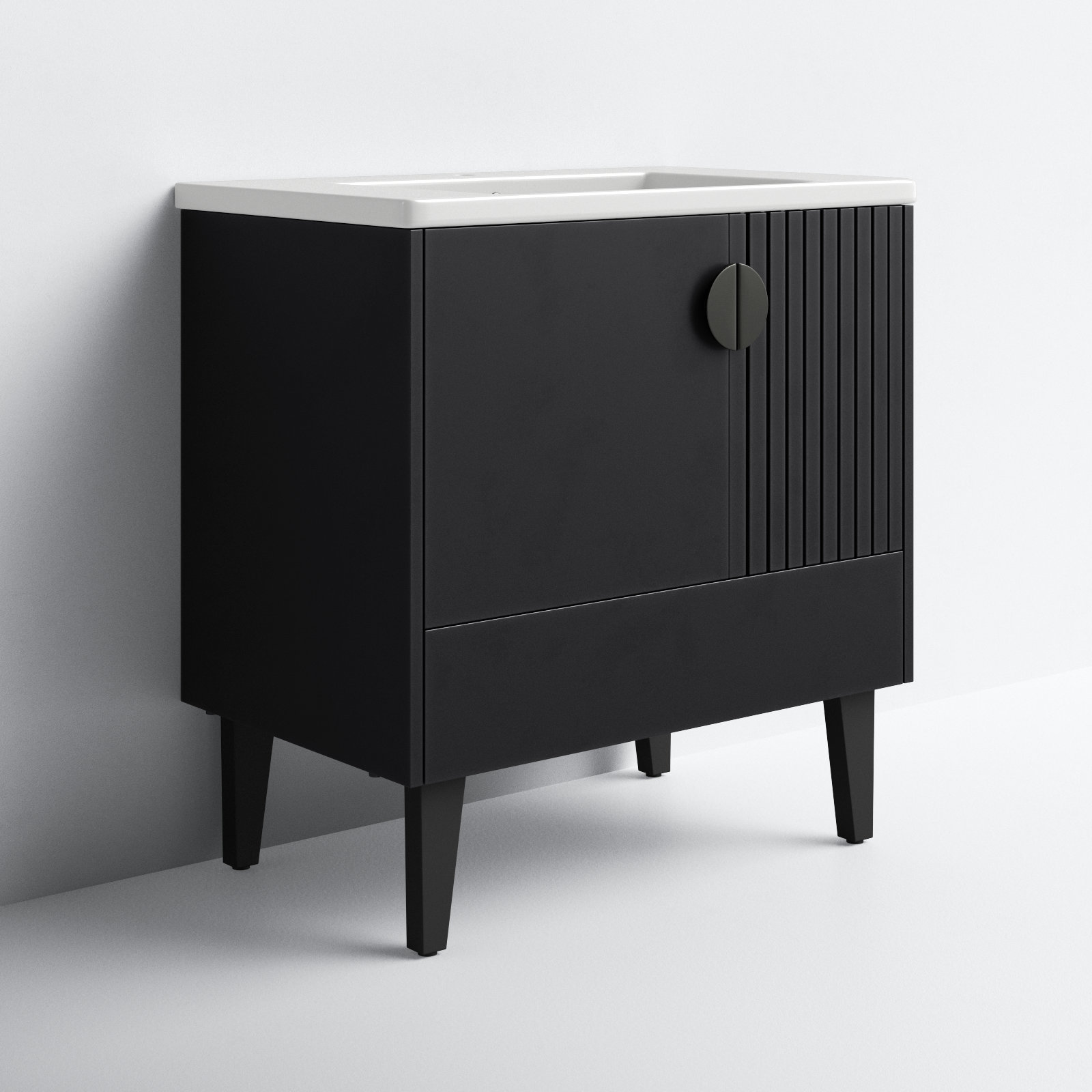 Saimah 30'' Single Bathroom Vanity, Black, Black