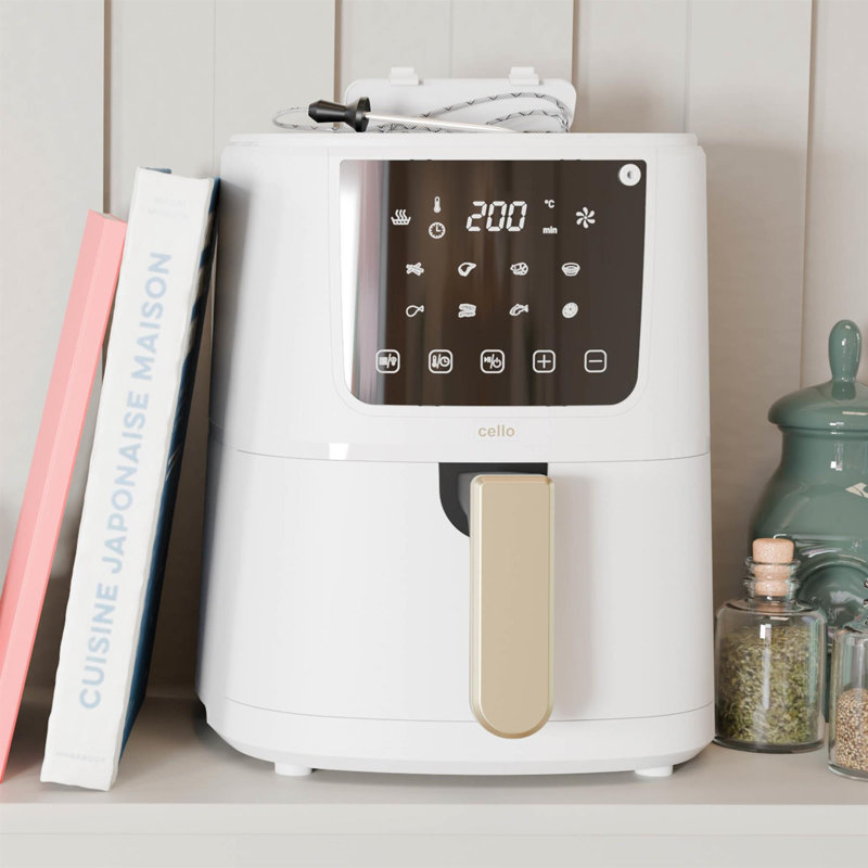 Cello Single Basket Airfryer with Food Thermometer, White