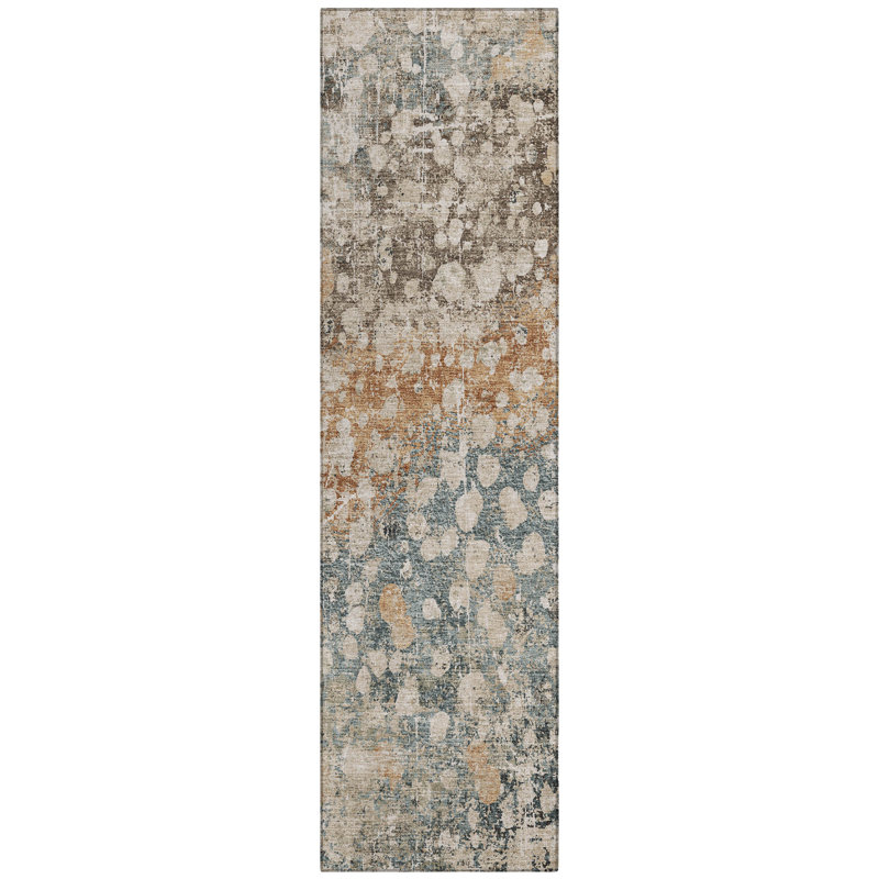 Machine Washable Indoor/Outdoor Xhevrie Putty Rug, Runner 2'3" x 7'6"