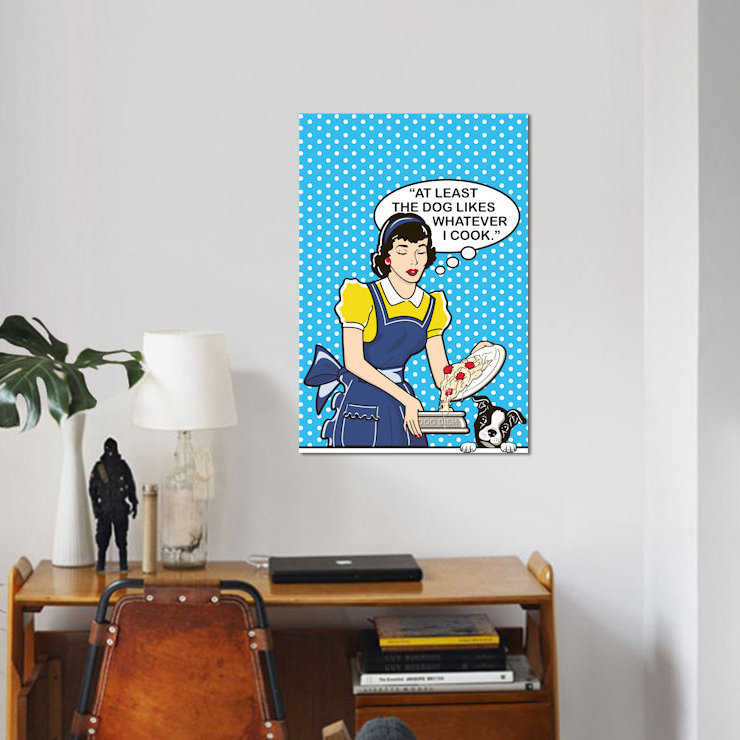 « dog aime cook », impression sur toile, H 18 po x l 12 po x P 1,5 po, Toile tendue, Pas de tapis