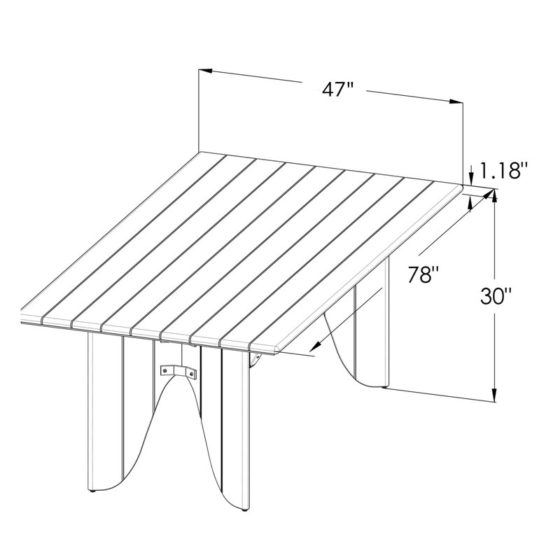 Solene Outdoor Teak Dining Table, 30" H x 47" W x 78" D