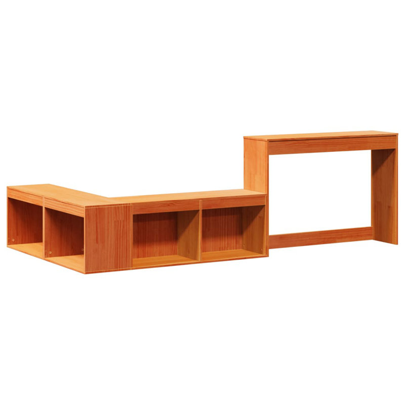Kimberlee 222cm W Solid Wood Bedside Table, Brown