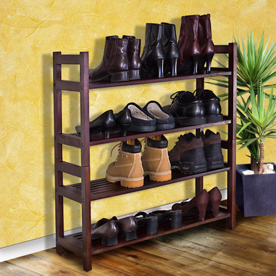 20 Pair Stackable Solid Wood Shoe Rack