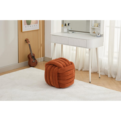 Tabouret de maquillage en chenille - Design moderne pour le salon. Orange, P 19,29 po x l 17,62 po, 14,96 lb Tissu, rembourrage en mousse, structure en bois, capacité de 250 lb, aucun repose-pieds facile à assembler