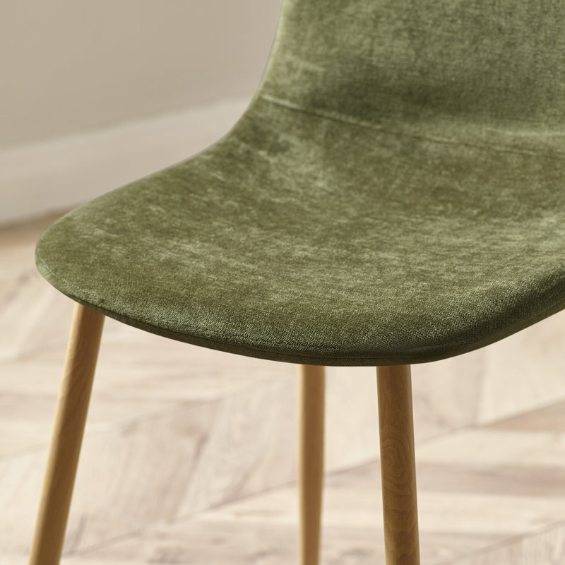 Sumra Set Of 4 Beige Chenille Upholstered Dining Chairs, Green