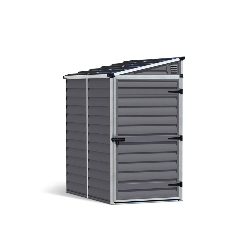 Palram - Canopia Skylight 4 Ft. W X 6 Ft. D Polycarbonate Lean-To Tool Shed, Dark Grey, Gray