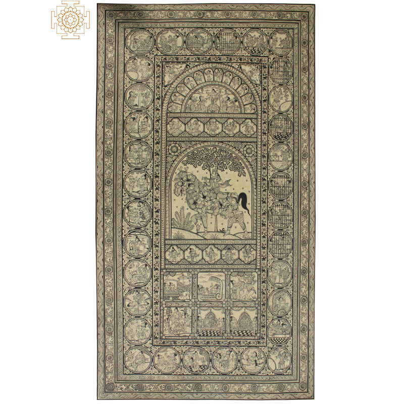 Lord Shri Krishna Leela, peinture | Peinture de Patta sur soie de tussar