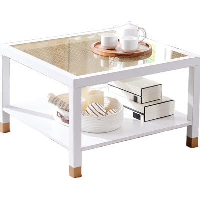 Modern Square Coffee Table - Crisp Metal Frame With Luxe Glass Top
