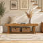 Upholstered Bench with Shelves