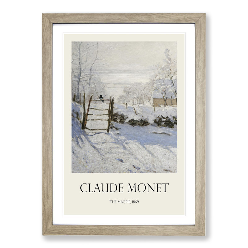 The Magpie by Claude Monet - Picture Frame Painting, Oak Framed, 36cm H x 27cm W x 2cm D