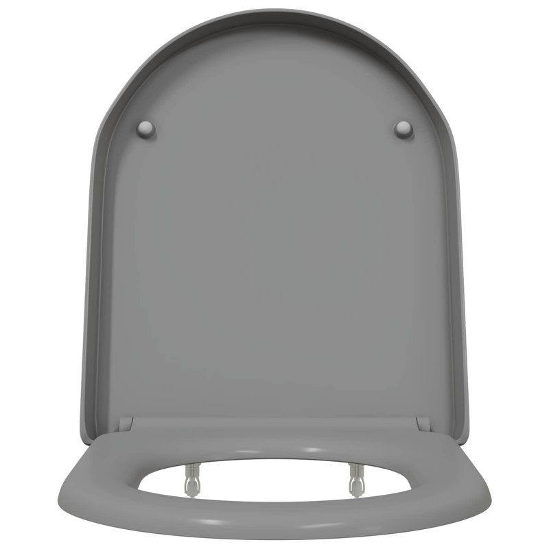 Grey Plastic Standard Adjustable Armrests Toilet Seat Oval, Grey