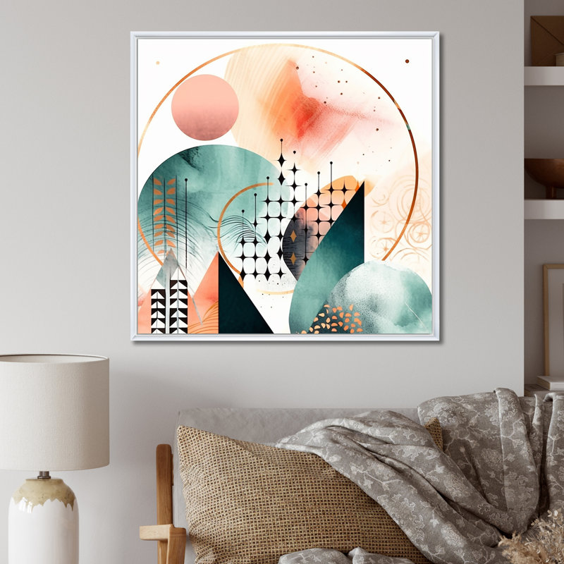 Minimal Boho Landscape - impression, H 16 po x l 16 po x P 1 po, Cadre flottant blanc