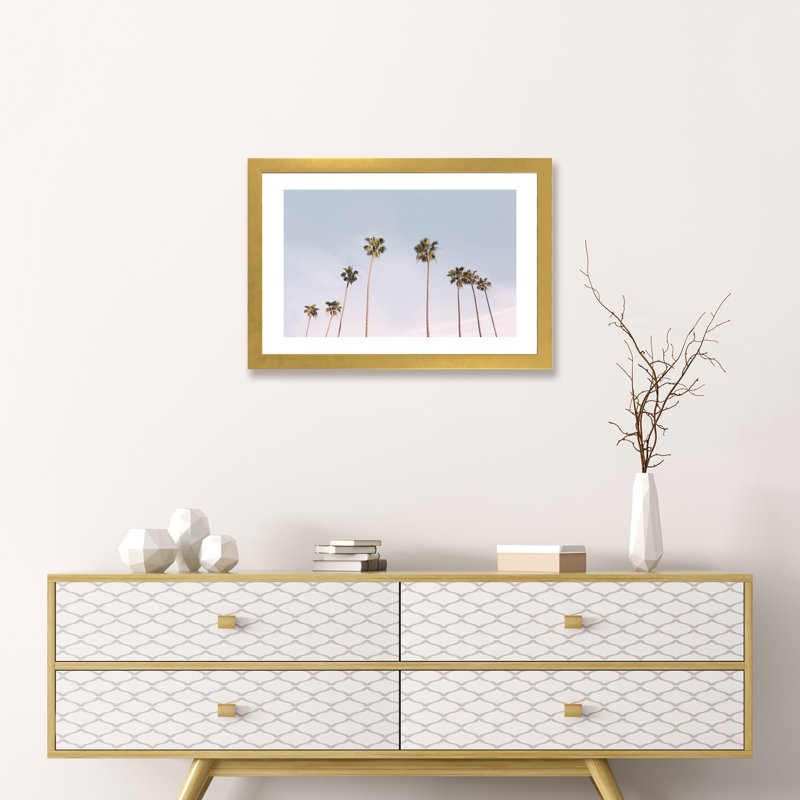 Photographie « california trees », H 24 po x l 32 po x P 1 po, Papier encadré doré