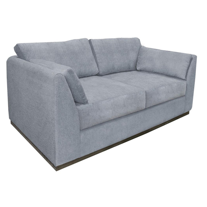 Structure et base en bois Romul, canapé, Polyester bleu, H 36,5 po x l 68,5 po x P 38,5 po