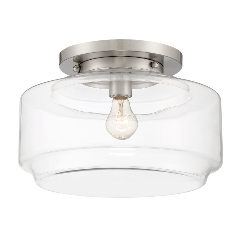 Plafonnier semi-encastré 1 lumière Peri, Nickel, H 9,13 po x l 14 po x P 14 po