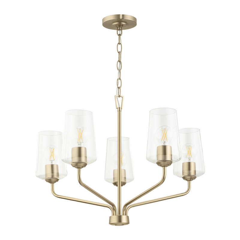 Lustre à trois lumières Celino avec verre transparent, H 19 po x l 26 po x P 26 po, Bronze, 5 lumières