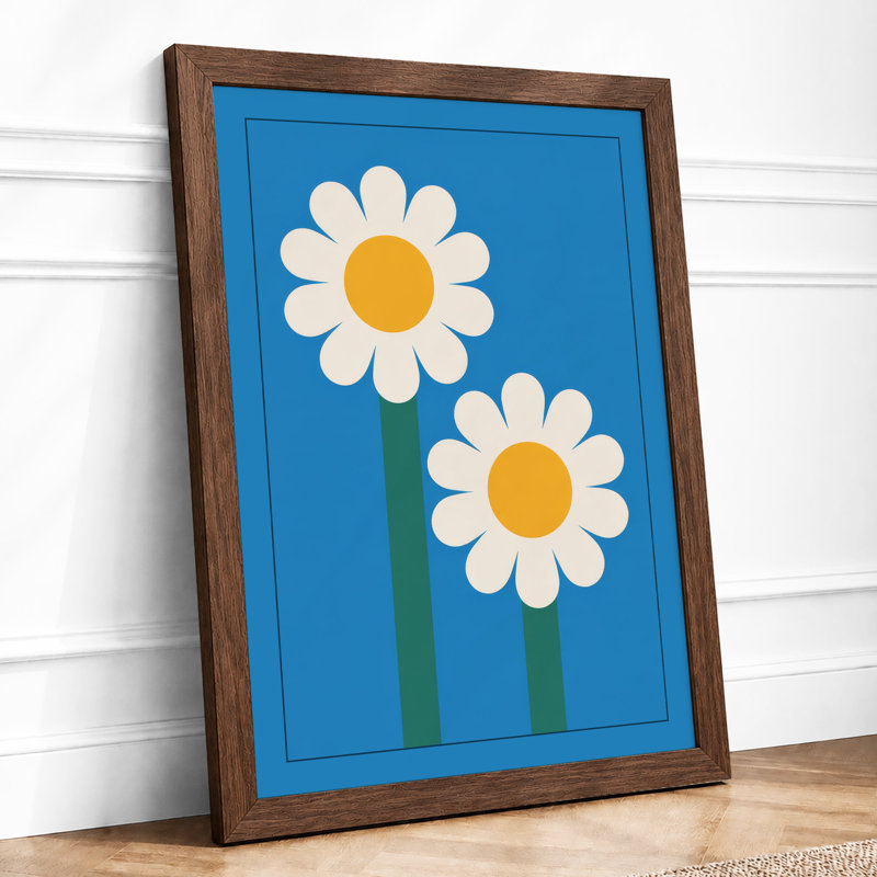 Twin Daisies Botanical - Framed Print, Walnut, A1 - 84.1 x 59.4 cm