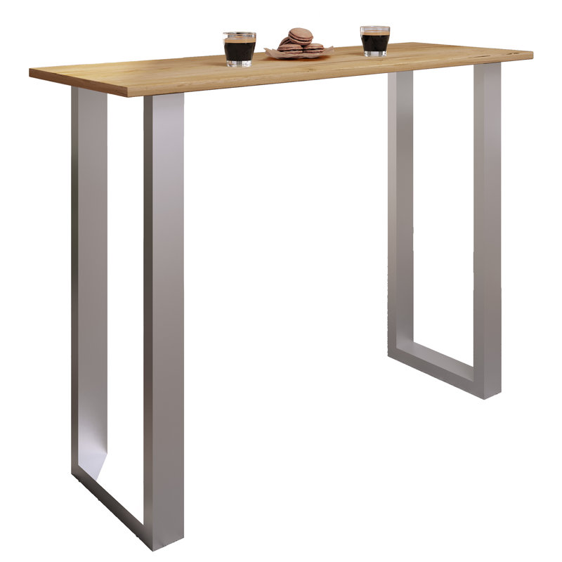 Xona Bar Table, Matt brushed nickel, Wood, 102cm H x 140cm W x 50cm D