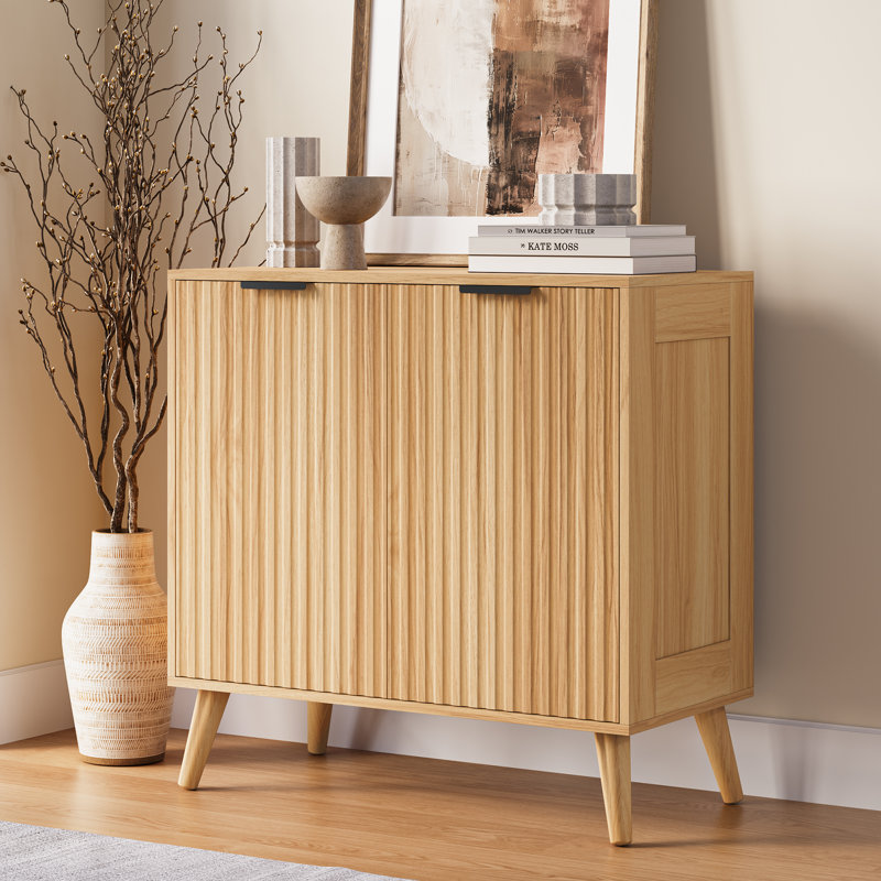 Ato 31.5’’ Sideboard Storage Cabinet With Doors & Shelves, Natural Wood