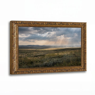 Rolling Hills With Sunbeams Through Clouds Canvas Wall Art