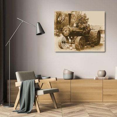 Williston Forge Vintage Photo Archive Gallery Wrapped Canvas Art Titled: Steam Engine in Sepia 67935