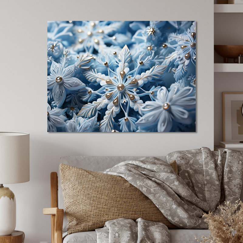 Flocons de neige scintillants I - décoration murale abstraite en métal, H 12 po x l 20 po x P 1 po