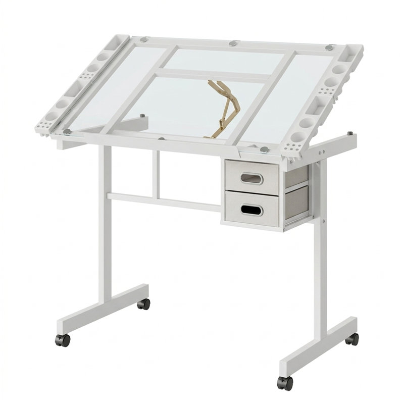 Adjustable Drawing Drafting Table, White