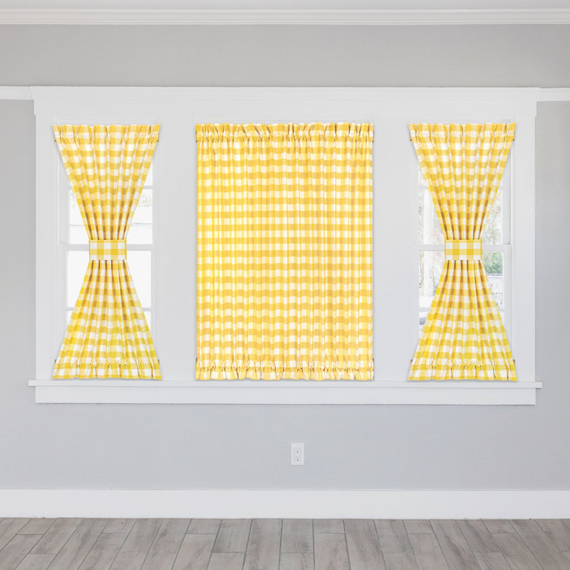 Anthelme Semi Sheer French Door Curtain Single Panel, 54" W x 72" L, Yellow