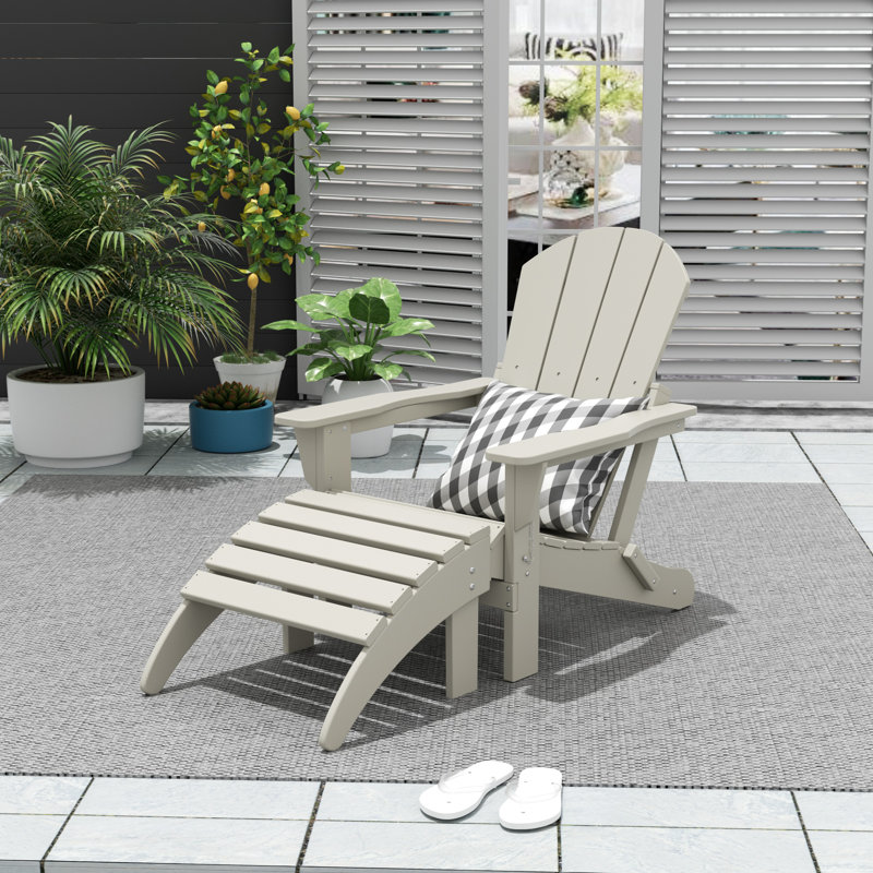 Chaise Adirondack pliante en plastique avec repose-pieds Laguna, Gris sableux