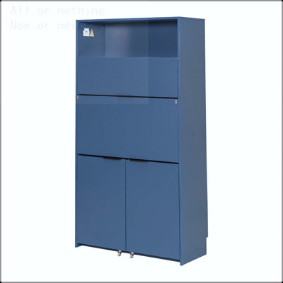 Compact Kitchen Pantry Buffet with Foldable Workstation and Power Outlet