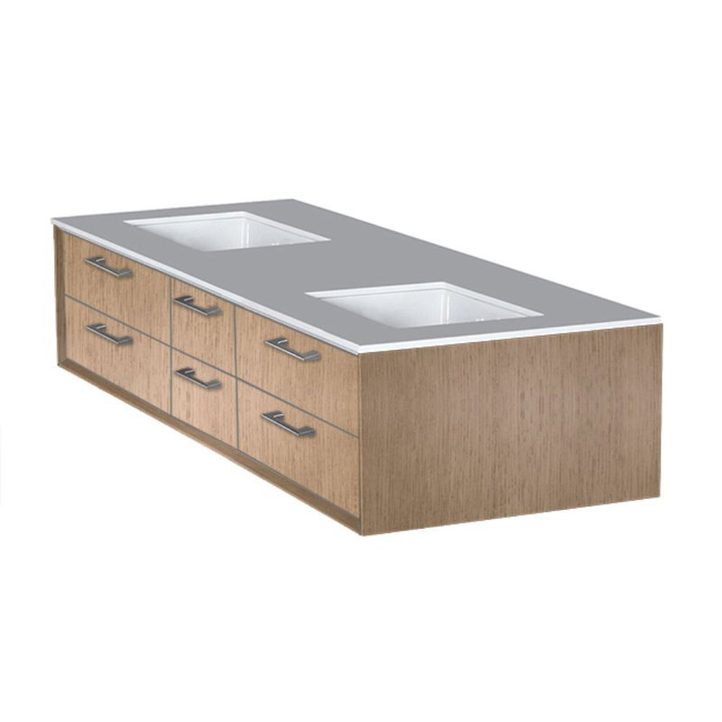 Gemelli 60'' W Double Bathroom Vanity Base, Weathered Oak