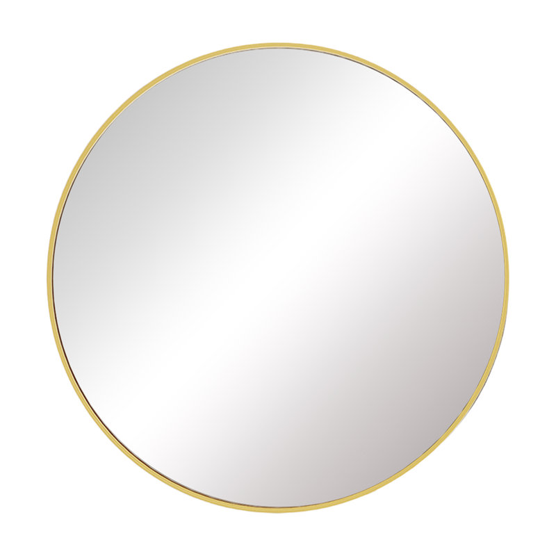 20 Inch Round Gold HD Accent Mirror with Aluminum Alloy Frame Shatterproof Film Bathroom Vanity Mirror, Gold, 20" x 20"