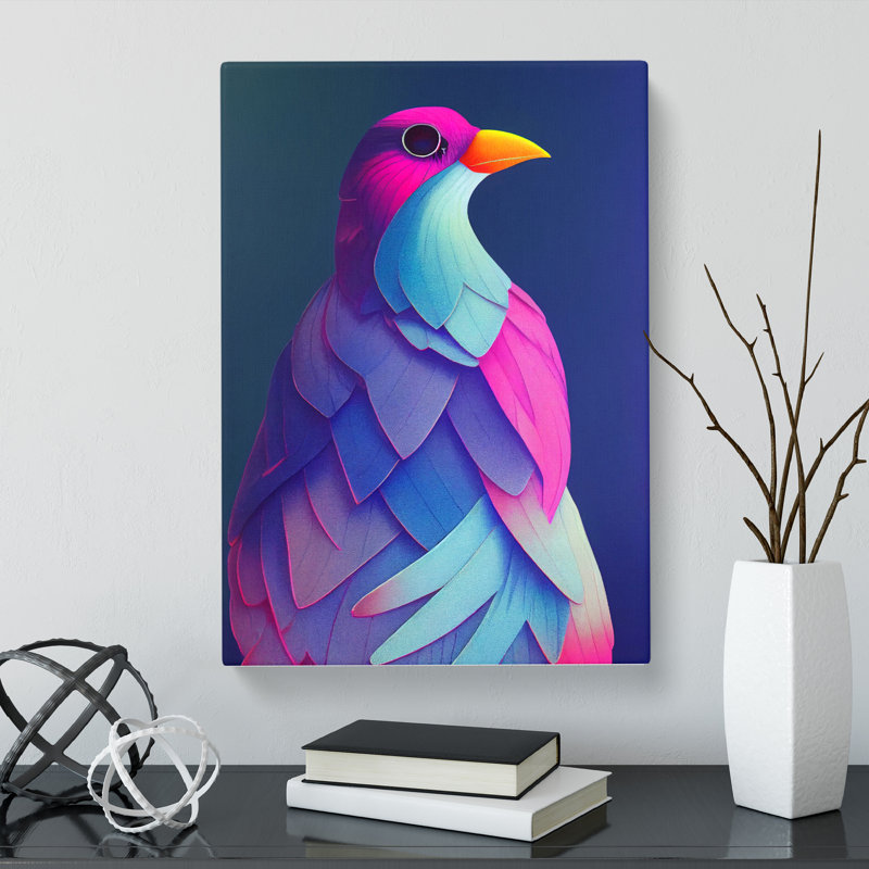 Bird Vaporwave Vol.1 - Wrapped Canvas, 76cm H x 50cm W x 3cm D