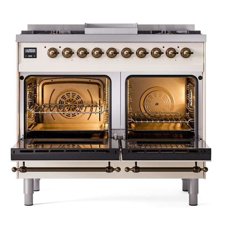 ILVE Nostalgie II Series 40 inch Dual Fuel Range with 6 Sealed Burners, Griddle (Glass Door), Natural Gas