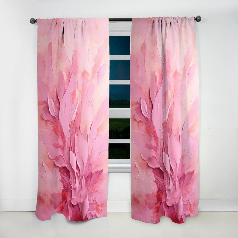 Gold And Pink Minimal Abstract River - Fuchsia Blackout Floral Curtain - 1 Panel, 52" W x 63" L