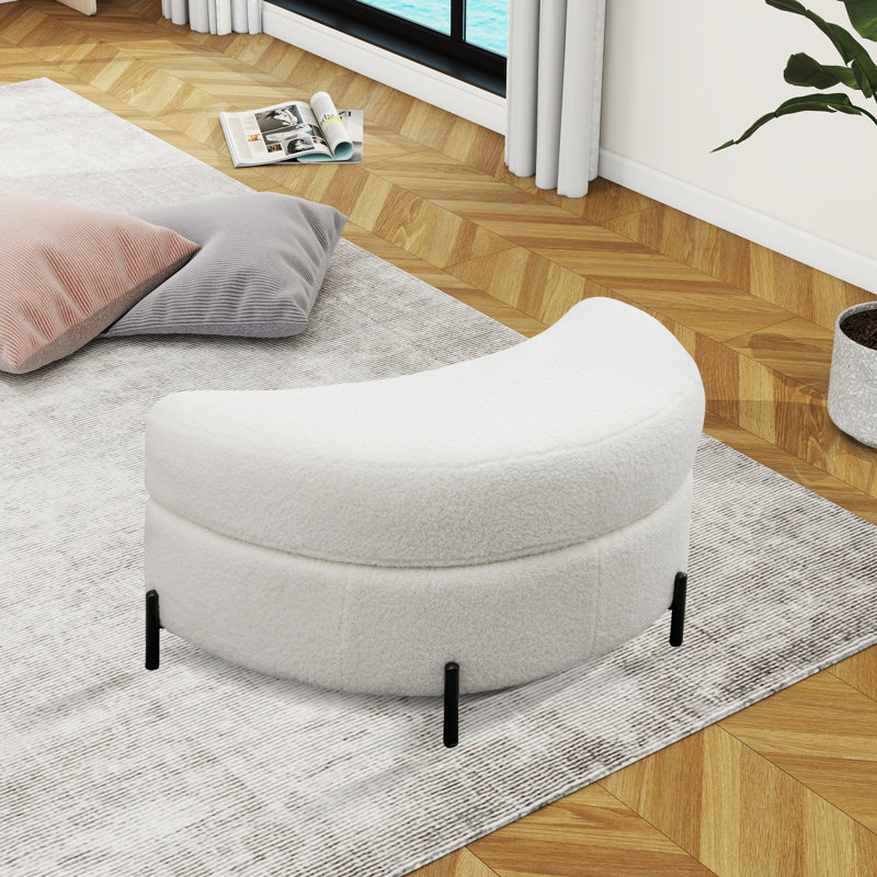 Achorn Upholstered Ottoman, Ivory Teddy