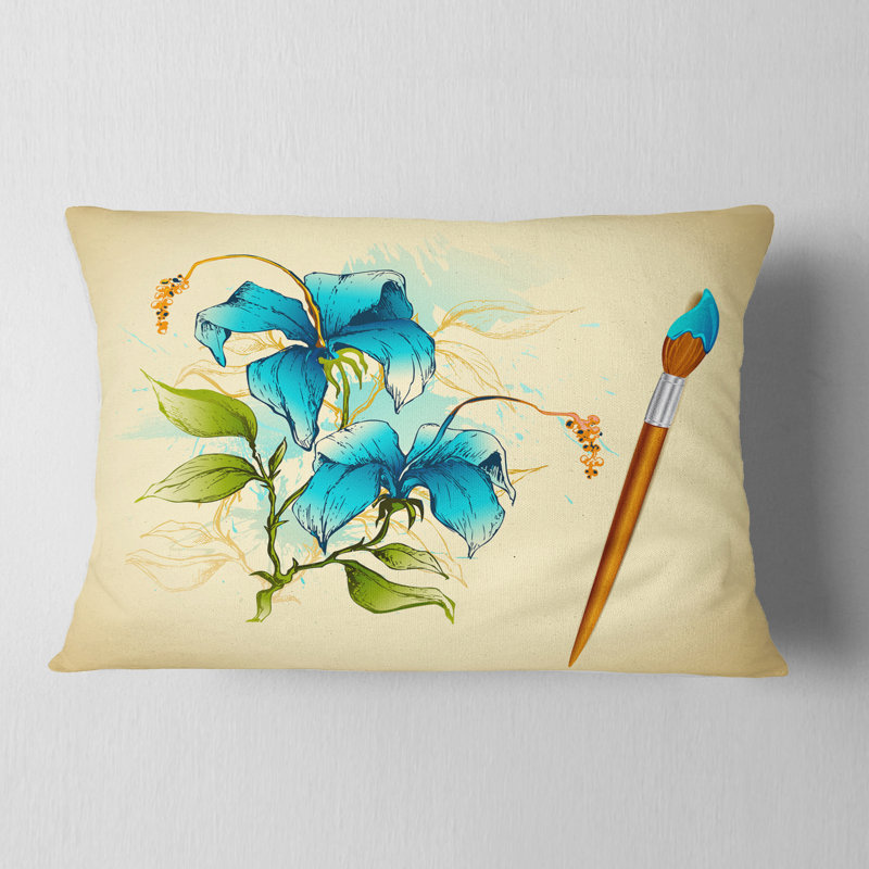 Coussin lombaire floral avec une brosse fleurie