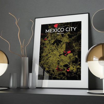 Mexico City Map in Contrast 1 Piece Wall Art